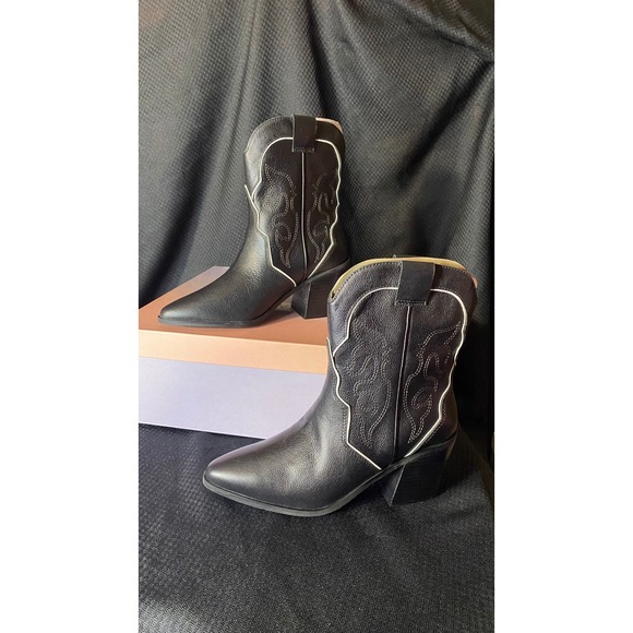 Lisa Vicky Shoes - Lisa Vicky Campus-V Black Tumbled Leather Western Cowboy Boots Womens 8.5 NEW